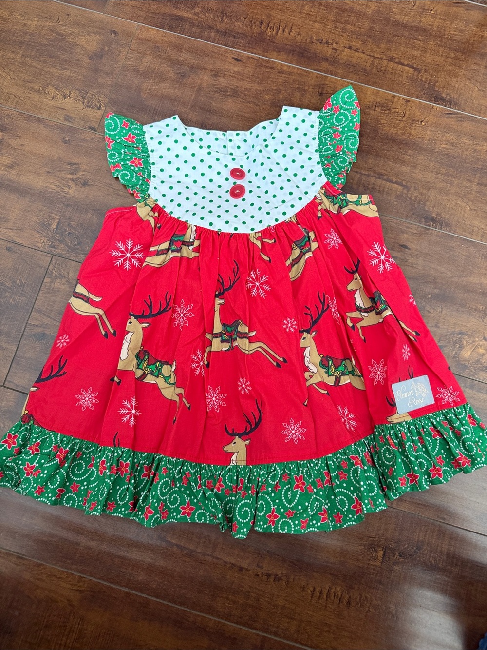 Eleanor Rose Red & Green Reindeer Holiday Tunic